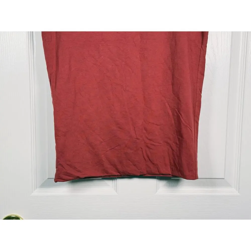 Peruvian Connection Pima Cotton Midi Pencil Skirt Size M Red Quiet Luxury Work